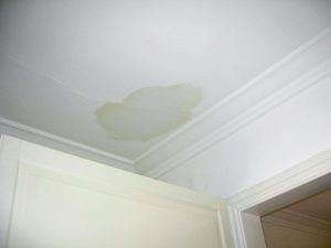 Ceiling leak with visible stain